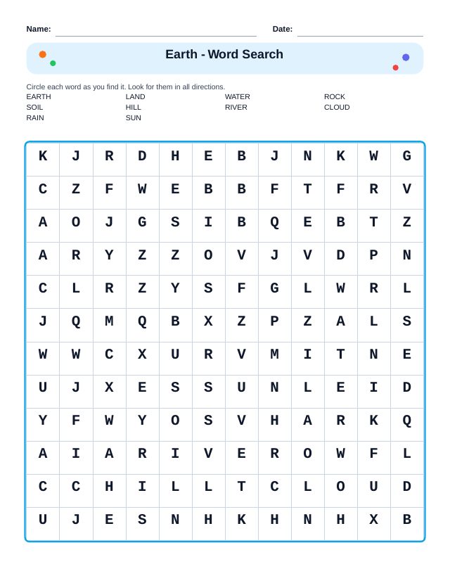 Earth Word Search
