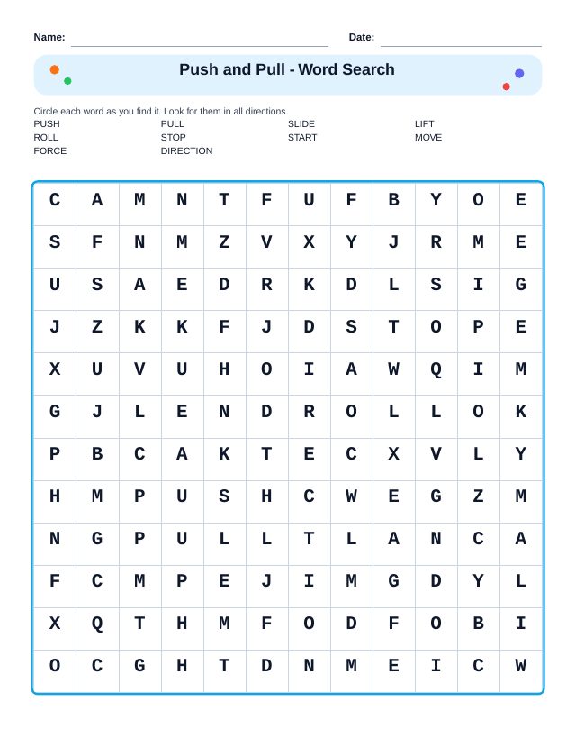 Push and Pull Word Search