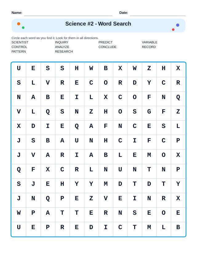 Science #2 Word Search