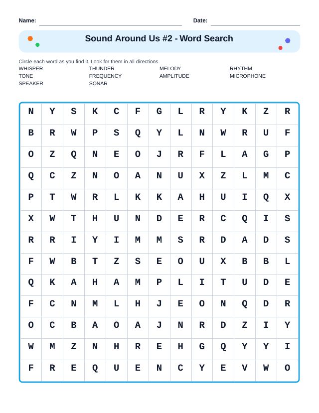 Sound Around Us #2 Word Search