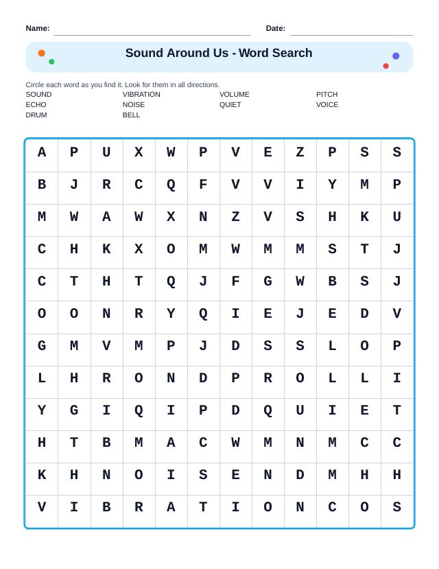 Sound Around Us Word Search