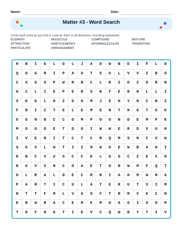 Matter #3 Word Search