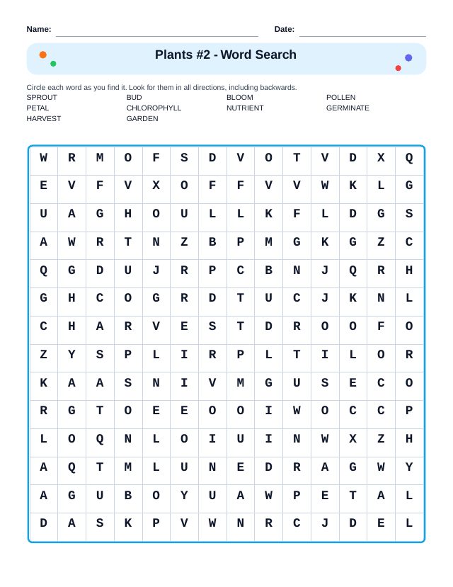 Plants #2 Word Search