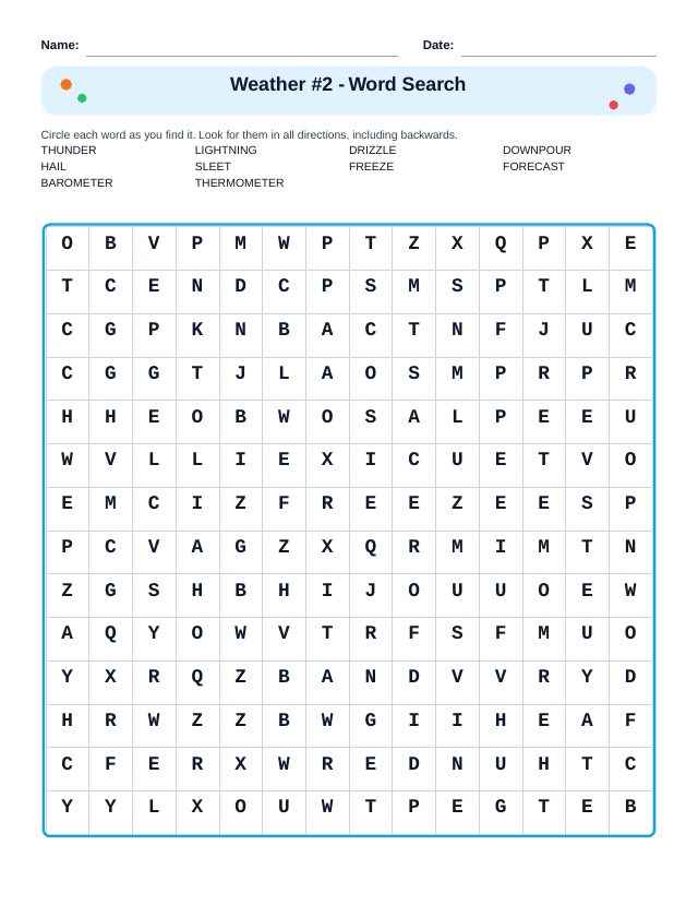 Weather #2 Word Search