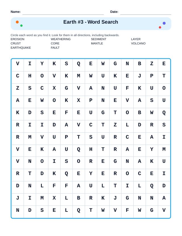 Earth #3 Word Search