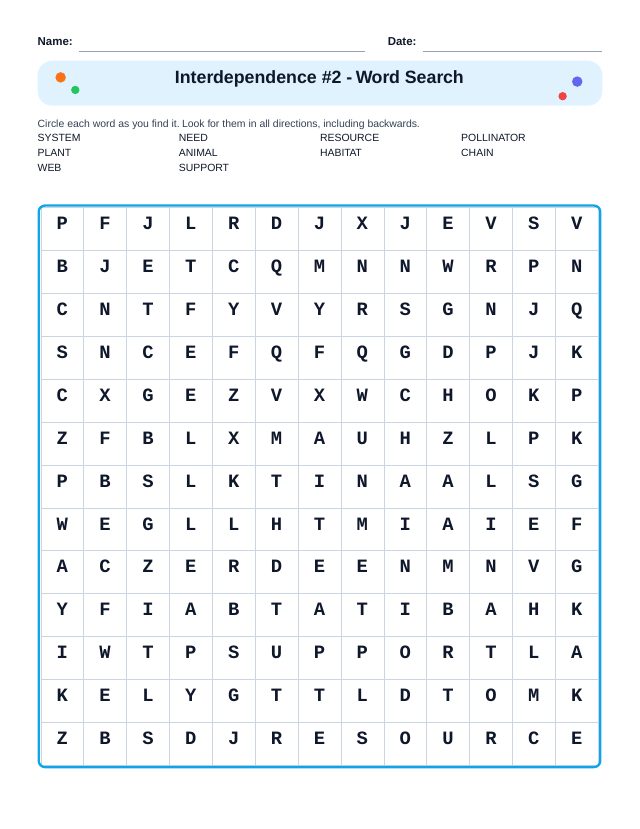 Interdependence #2 Word Search