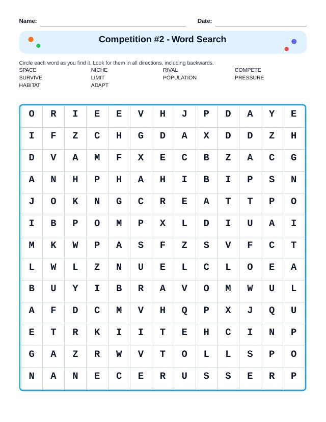 Competition #2 Word Search