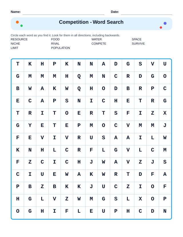Competition Word Search
