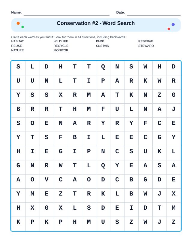 Conservation #2 Word Search