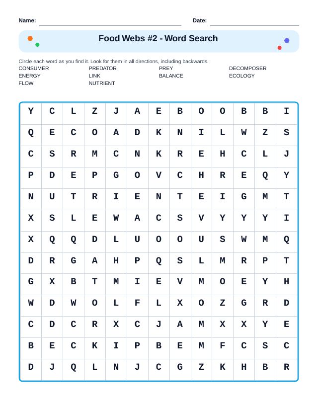 Food Webs #2 Word Search