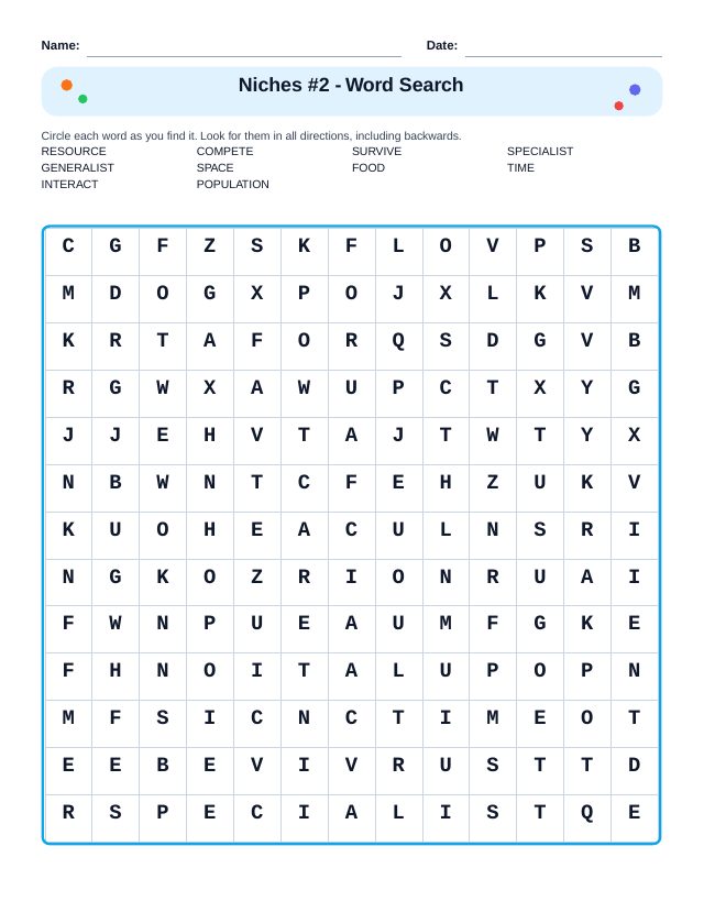 Niches #2 Word Search